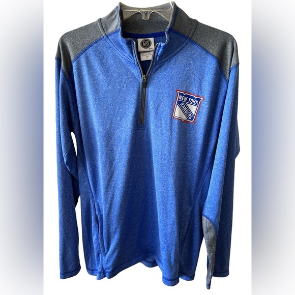 NHL Other - EUC RANGERS Blue and Gray New York Quarter-Zip Pullover W/Long Sleeves Collar